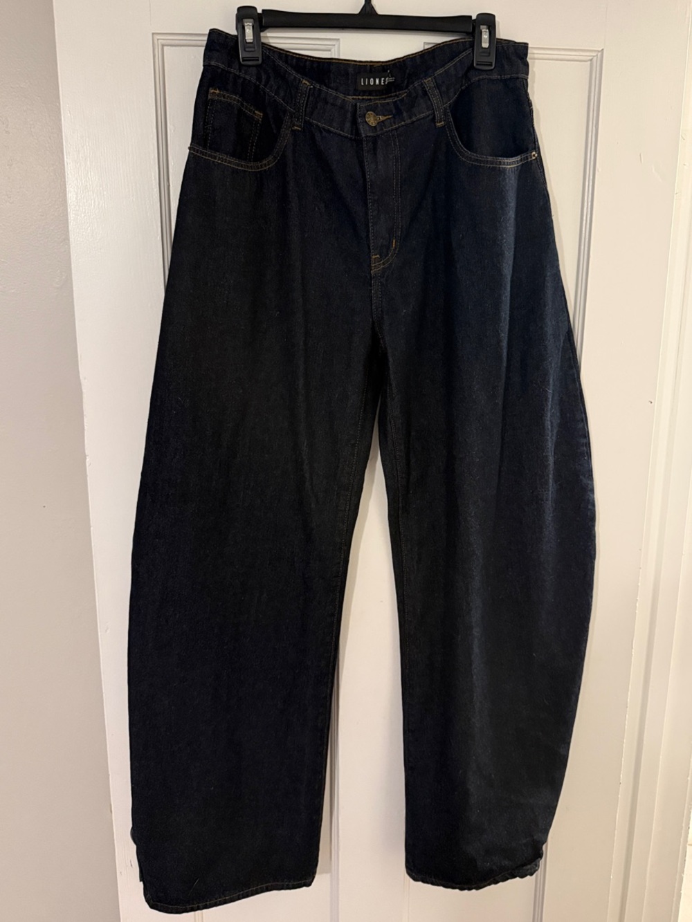 Lioness Dark Blue Low Rise Barrel Jean